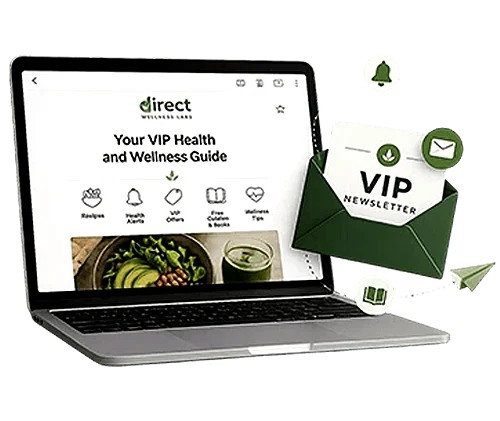 VIP Health and Wellness Guide newsletter on a laptop