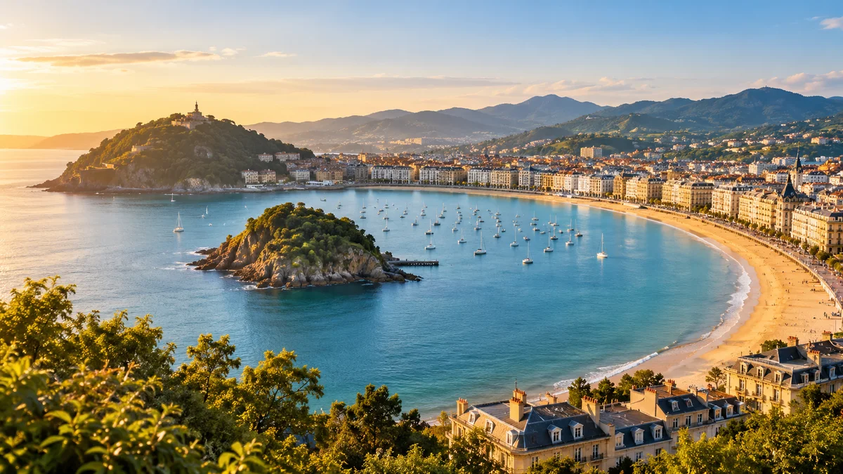 Illustration of La Concha bay in San Sebastián